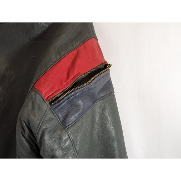 Cordovan Montreal Leather Jacket Grey w/ Red Accent Size 40 Mens Bomber Vtg - Picture 2 of 10